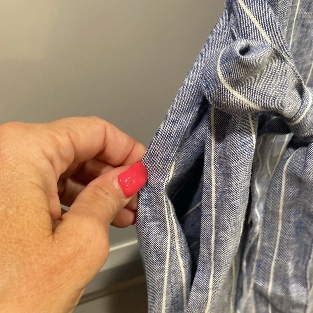 NWT Jones New York Linen Chambray Kendall Midi Striped Dress. Medium - Picture 4 of 5